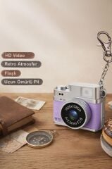 Mini Dijital Kamera Selfie Video Vlog Kamerası Mini Anahtarlık 1080P CMR35 Mor