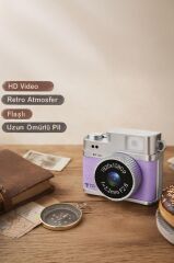 Mini Dijital Kamera Selfie Video Mini Vlog Kamerası 1080P CMR35 Mor