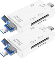 Kart Okuyucu Usb Otg Hub Type-C Micro 6IN1 Adaptör YD40 Beyaz
