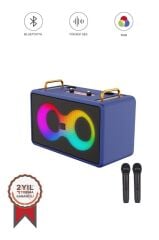 Torima M4403 Mavi Taşınabilir Karaoke Mikrofonlu Bluetooth Hoparlör