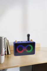 Torima M4403 Mavi Taşınabilir Karaoke Mikrofonlu Bluetooth Hoparlör