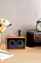 Torima M4403 Turuncu Taşınabilir Karaoke Mikrofonlu Bluetooth Hoparlör