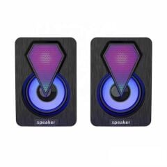 Torima Işıklı Bilgisayar Hoparlörü 1+1 Ses Sistemi 3.5mm Jack Girişli Multimedia Usb Speaker D-04