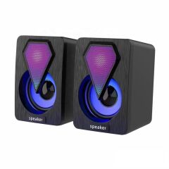 Bilgisayar Hoparlör 1+1 3.5mm Jack Multimedia Hoparlörü D04 Siyah