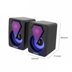 Bilgisayar Hoparlör 1+1 3.5mm Jack Multimedia Hoparlörü D04 Siyah