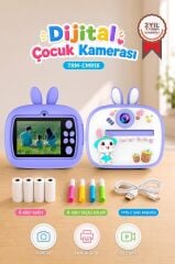 Dijital Fotoğraf Makinesi Çocuk Termal Resim Kağıt Baskılı Yazıcı Kamera Video Makinesi CMR18 Mor