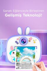 Dijital Fotoğraf Makinesi Çocuk Termal Resim Kağıt Baskılı Yazıcı Kamera Video Makinesi CMR18 Mor