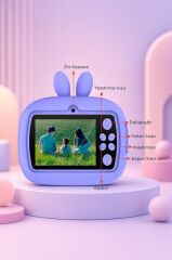 Dijital Fotoğraf Makinesi Çocuk Termal Resim Kağıt Baskılı Yazıcı Kamera Video Makinesi CMR18 Mor