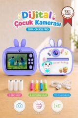Dijital Fotoğraf Makinesi Çocuk Termal Resim Kağıt Baskılı Yazıcı Kamera Video Makinesi CMR18 Mor