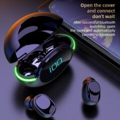 Tws Bluetooth 5.1 Kulaklık Y80 Kablosuz Stereo Ios / Android Için Mikrofonlu Kulaklık Siyah