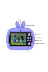 Dijital Fotoğraf Makineleri Çocuk Termal Resim Kağıt Baskılı Yazıcı Kamera Video Makinesi CMR18 Mor