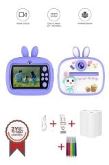 Torima TRM-CMR18 Mor Dijital Video Fotoğraf Çocuk Kamerası Anlık Termal Resim Kağıt Baskılı Yazıcı