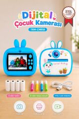 Dijital Fotoğraf Makinesi Çocuk Termal Resim Kağıt Baskılı Yazıcı Kamera Video Makinesi CMR18 Mavi