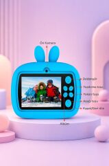 Dijital Fotoğraf Makinesi Çocuk Termal Resim Kağıt Baskılı Yazıcı Kamera Video Makinesi CMR18 Mavi