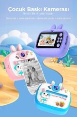Dijital Fotoğraf Makinesi Çocuk Termal Resim Kağıt Baskılı Yazıcı Kamera Video Makinesi CMR18 Mavi