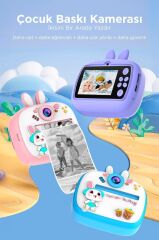 Dijital Fotoğraf Makinesi Çocuk Termal Resim Kağıt Baskılı Yazıcı Kamera Video Makinesi CMR18 Mavi