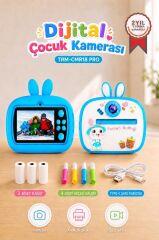 Dijital Fotoğraf Makinesi Çocuk Termal Resim Kağıt Baskılı Yazıcı Kamera Video Makinesi CMR18 Mavi