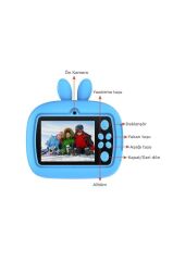 Dijital Fotoğraf Makineleri Çocuk Termal Resim Kağıt Baskılı Yazıcı Kamera Video Makinesi CMR18 Mavi