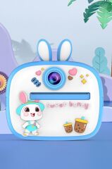 Dijital Fotoğraf Makineleri Çocuk Termal Resim Kağıt Baskılı Yazıcı Kamera Video Makinesi CMR18 Mavi