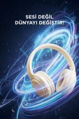 Bluetooth Kulaklık Kulak Üstü Kablosuz Kulaklık Lenovo TH53 Bej