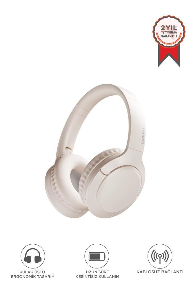Bluetooth Kulaklık Kulak Üstü Kablosuz Kulaklık Lenovo TH53 Bej