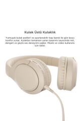 Bluetooth Kulaklık Kulak Üstü Kablosuz Kulaklık Lenovo TH53 Bej