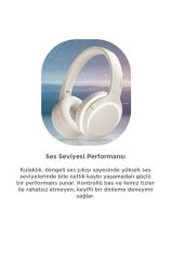 Bluetooth Kulaklık Kulak Üstü Kablosuz Kulaklık Lenovo TH53 Bej