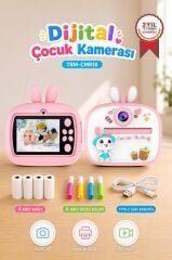 Dijital Fotoğraf Makinesi Çocuk Termal Resim Kağıt Baskılı Yazıcı Kamera Video Makinesi CMR18 Pembe