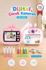 Dijital Fotoğraf Makinesi Çocuk Termal Resim Kağıt Baskılı Yazıcı Kamera Video Makinesi CMR18 Pembe