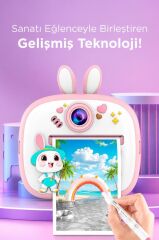 Dijital Fotoğraf Makinesi Çocuk Termal Resim Kağıt Baskılı Yazıcı Kamera Video Makinesi CMR18 Pembe