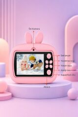 Dijital Fotoğraf Makinesi Çocuk Termal Resim Kağıt Baskılı Yazıcı Kamera Video Makinesi CMR18 Pembe