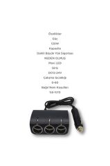 Araç Şarj Cihazı Üçlü Led Soketli 120W Çakmaklık Girişli Şarj Aleti G24 Siyah