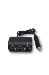 Araç Şarj Cihazı Üçlü Led Soketli 120W Çakmaklık Girişli Şarj Aleti G24 Siyah