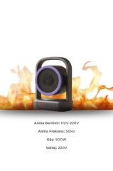 Mini Isıtıcı Fan Taşınabilir Sessiz Hızlı Isıtma 500W Kompakt Isıtıcı Torima HT100 Siyah