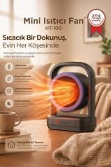 Torima Mini Isıtıcı Fan Taşınabilir Sessiz Hızlı Isıtma 500W Kompakt Isıtıcı HT100 Siyah