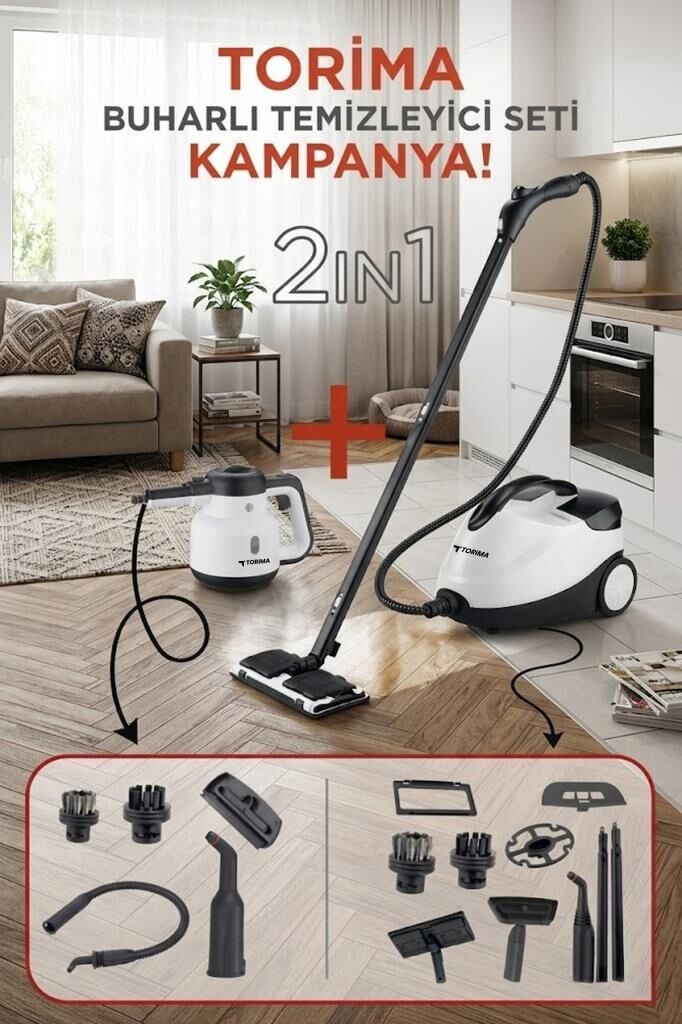 Buharlı Temizleyici Halı Koltuk Cam Zemin ve Mutfak Temizleme Buhar Makinesi CB902A+CB08C