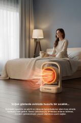 Mini Isıtıcı Fan Taşınabilir Sessiz Hızlı Isıtma 500W Kompakt Isıtıcı Torima HT100 Bej