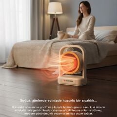 Mini Isıtıcı Fan Taşınabilir Sessiz Hızlı Isıtma 500W Kompakt Isıtıcı Torima HT100 Bej