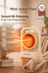 Mini Isıtıcı Fan Taşınabilir Sessiz Hızlı Isıtma 500W Kompakt Isıtıcı Torima HT100 Bej