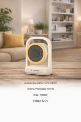 Mini Isıtıcı Fan Taşınabilir Sessiz Hızlı Isıtma 500W Kompakt Isıtıcı Torima HT100 Bej