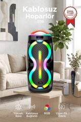 Bluetooth Hoparlör Mikrofonlu Kumandalı Rgb Işıklı Tws Speaker D36 Siyah