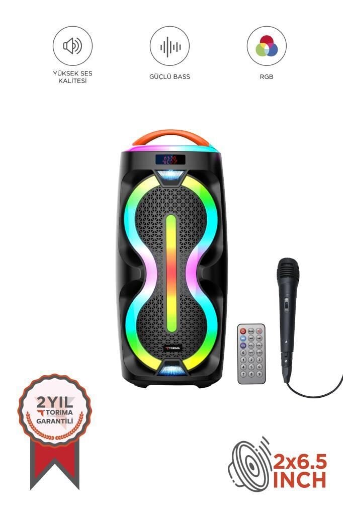 Bluetooth Hoparlör Mikrofonlu Kumandalı Rgb Işıklı Tws Speaker D36 Siyah