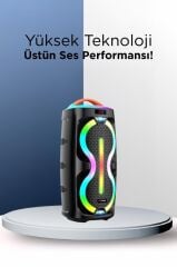 Bluetooth Hoparlör Mikrofonlu Kumandalı Rgb Işıklı Tws Speaker D36 Siyah