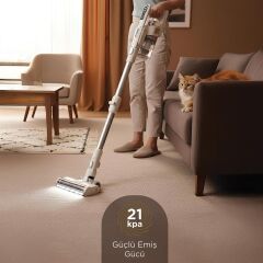 Kablosuz Katlanabilir Hafif UV Işıklı Dikey Şarjlı Süpürge 300W 21KPa Torima CSVC-100 Beyaz