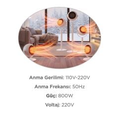 Ayaklı Isıtıcı Fan 800W Sessiz Çalışma Hızlı Isıtma Aşırı Isınma Koruma Torima HT101 Beyaz