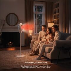 Ayaklı Isıtıcı Fan 800W Sessiz Çalışma Hızlı Isıtma Aşırı Isınma Koruma Torima HT101 Beyaz