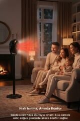 Ayaklı Isıtıcı Fan 800W Sessiz Çalışma Hızlı Isıtma Aşırı Isınma Koruma Torima HT101 Siyah