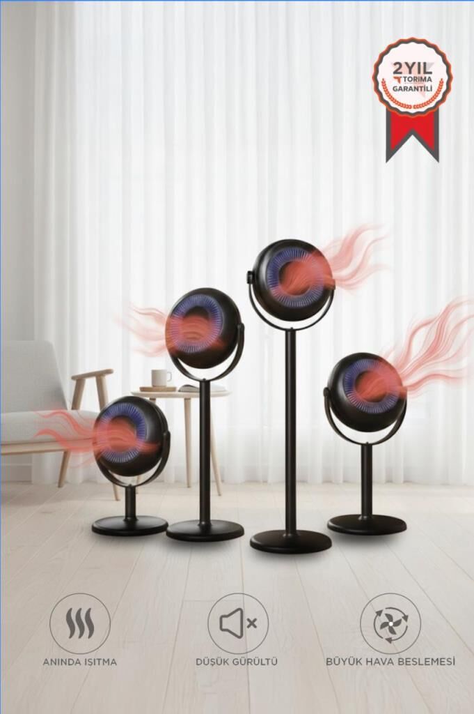 Ayaklı Isıtıcı Fan 800W Sessiz Çalışma Hızlı Isıtma Aşırı Isınma Koruma Torima HT101 Siyah