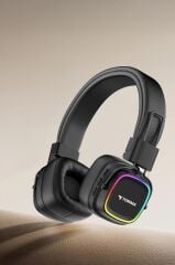 Torima HD-12 Siyah RGB Işıklı Güçlü Bas Kulak Üstü Kablosuz Bluetooth Kulaklık