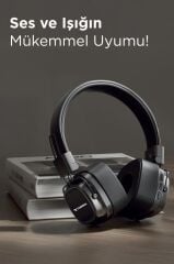 Bluetooth Kulaklık Rgb Işıklı Güçlü Bas Kulak Üstü Kablosuz Kulaklık HD12 Siyah